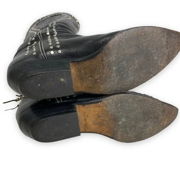 El Vaquero -  Studded Rhinestone Tassel Black Boots- - 7 - Picture 13 of 15